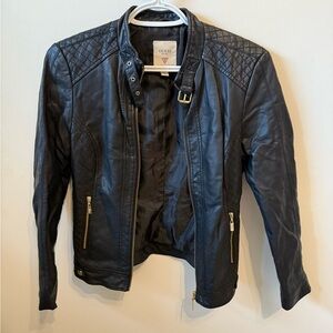 Guess Women's Quilted Black Leather Jacket